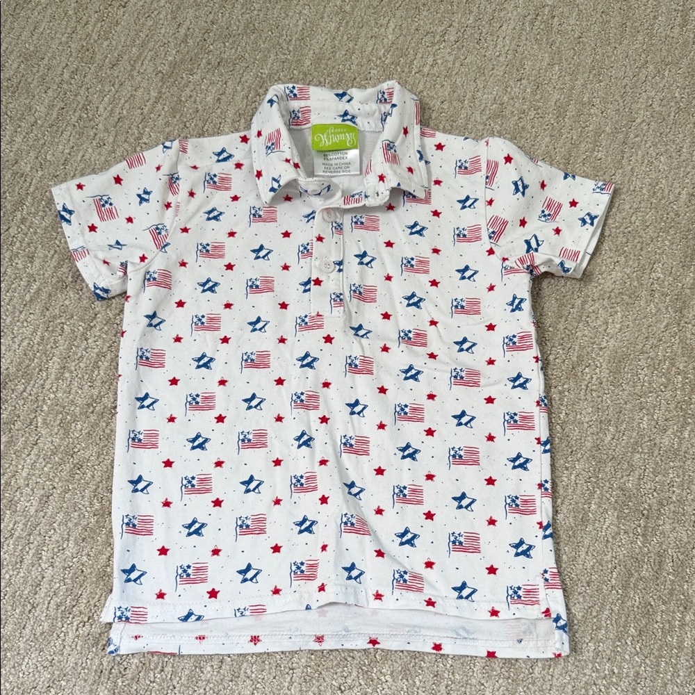 Toddler Boys Classic Whimsy Patriotic Polo size 4T